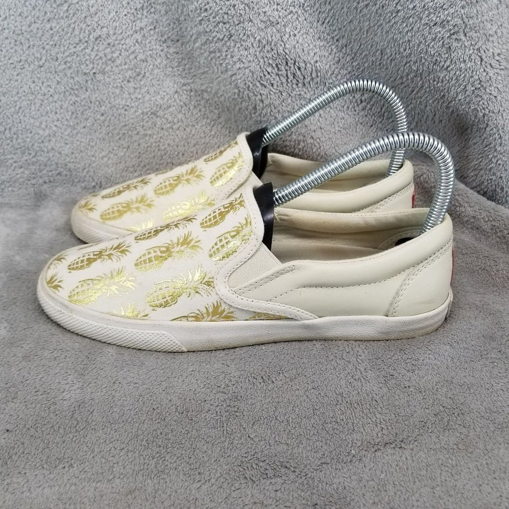Bucket Feet Shoes Womens Size 6 Pineappleade Cream Gold Slip On Sneakers